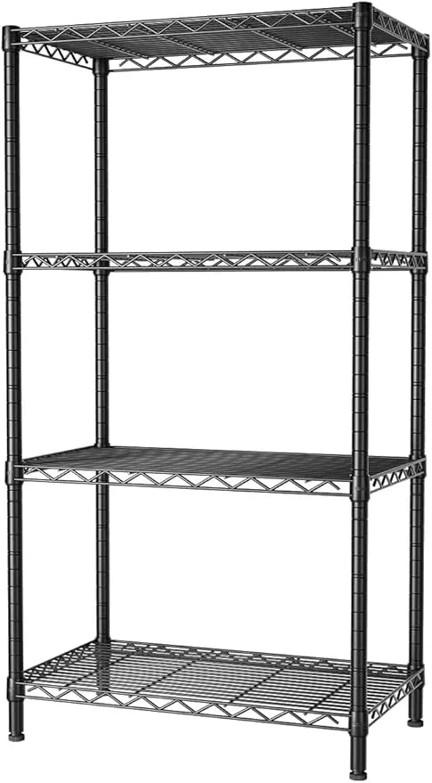 SINGAYE 4 Tier Storage Rack Wire Shelving Unit Shelves Metal for Pantry Closet Shelve Organization Kitchen Laundryroom 800Lbs Capacity 24" D x 14" W x 48" H Black - ModernBath