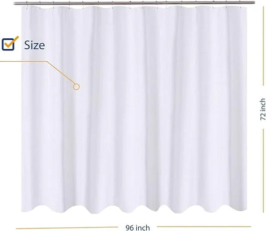 N&Y HOME Fabric Shower Curtain Liner Oversize 96 x 72 inches, Hotel Quality, Washable, Water Repellent, White Bathroom Curtains with Grommets, 96x72 - ModernBath