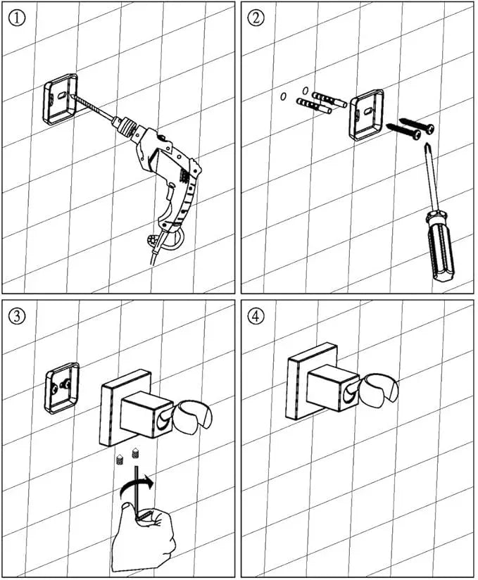 KANARY All Metal Square Handheld Shower Bracket Hand Held Shower Holder (Matte Black) - ModernBath