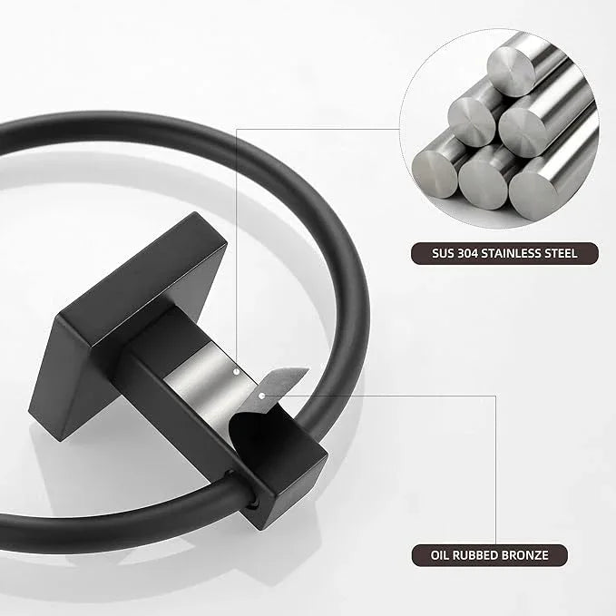 FORBATH Black Toilet Paper Holder Towel Ring, Black Bathroom Hardware, Hand Towel Holder Toilet Paper Roll Holder Set, Wall Mounted Stainless Steel Bathroom Accessories, 2 PCS - ModernBath