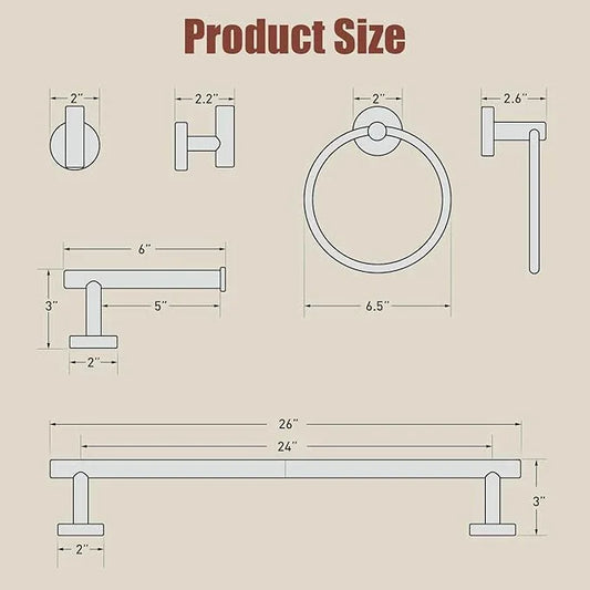 Brushed Gold Towel Bar Set, 24 Inch Bathroom Accessories Set, Wall Mounted Bathroom Hardware Set, Durable SUS304 Stainless Steel, 5-Piece - ModernBath