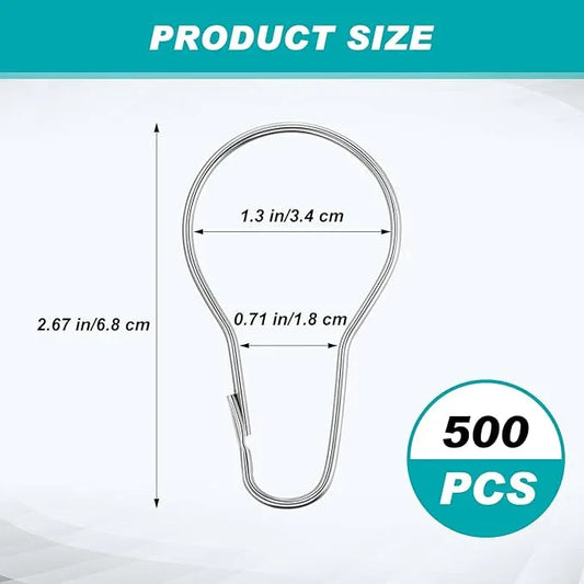 Gisafai 500 Pcs Metal Shower Curtain Hooks Rust Proof Hanging Shower Clips Curtain Rings Practical Hanger for Home Bathroom Bedroom Kitchen Rods Application (Silver) - ModernBath