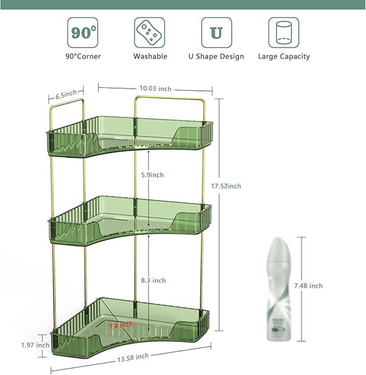 Webetop Corner Bathroom Counter Organizer, Bathroom Makeup Countertop Organizer, Corner Storage Organizers for Vanity, Bathroom,Dresser, Cosmetic, Kitchen Spice Rack Green