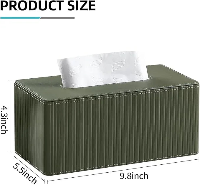 Cretkhp PU Leather Tissue Box Cover Rectangle with Magnetic Closure, Modern Tissue Box Holder for Bathroom NightStands Livingroom, Decorative Tissue Holder for 120(3-Ply)/160(2-Ply) Tissue Box (Green) - ModernBath