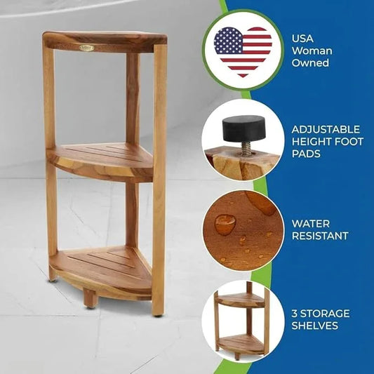 EcoDecors 3-Tier Shelf Waterproof Teak Wood Shower Shelf for Inside Shower Provides Storage, and Organization for Bathroom Accessories - ModernBath