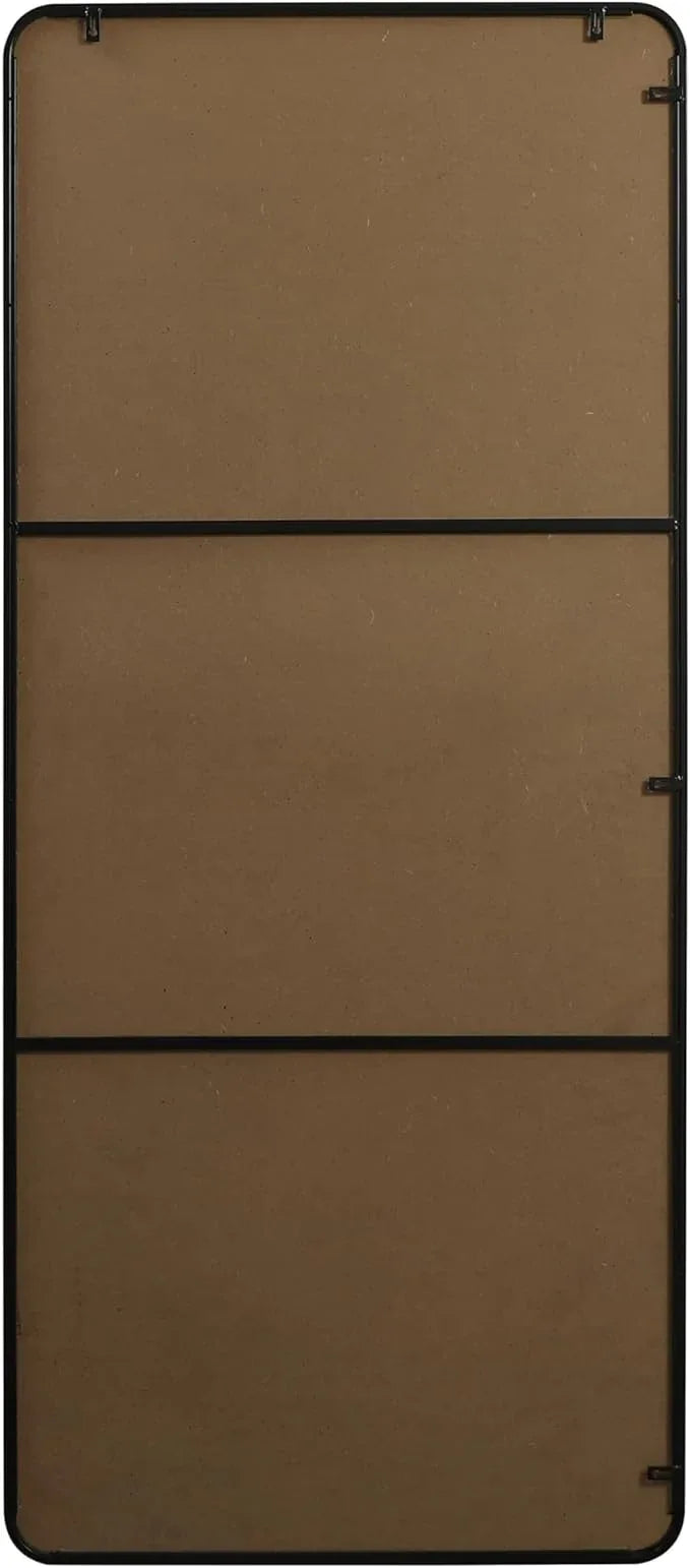 ARS Concepts Aura, Soft Corner Metal Rectangle Mirror 32X72 Inch in, Modern, Black - ModernBath
