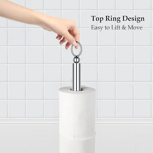 Toilet Paper Holder Stand with Reserve Function, Free Standing Toilet Paper Holder for Bathroom, Space Toilet 4 Rolls Toilet Paper Storage 22.5" Height (2 Pack, Chrome) - ModernBath