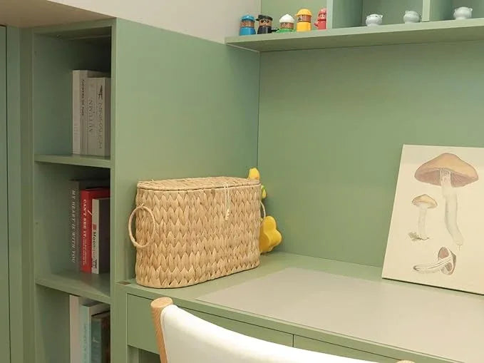Toilet Paper Basket with Lid,Wicker Basket for Bathroom Organizers and Storage,Holds Up to 6 Mega Rolls, Decorative Hand-Woven Rattan Bathroom Decor Accessories,Natural Water Hyacinth - ModernBath