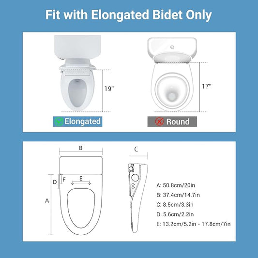 Smart Bidet Seat Elongated with Heated Functions and Gentle Wash Modes, Toilet Seat for Bathroom Comfort and Hygiene, Soft Close Design Easy Install PP Bidet Toilet Seat