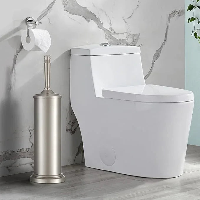 Stain Nickel Toilet Brush and Holder Set, Stainless Steel Toilet Brush for Bathroom,Heavy Duty Silver Toilet Bowl Brush,Deep Cleaning Modern Toilet Cleaner Brush -Space Saving, Covered Brush - ModernBath