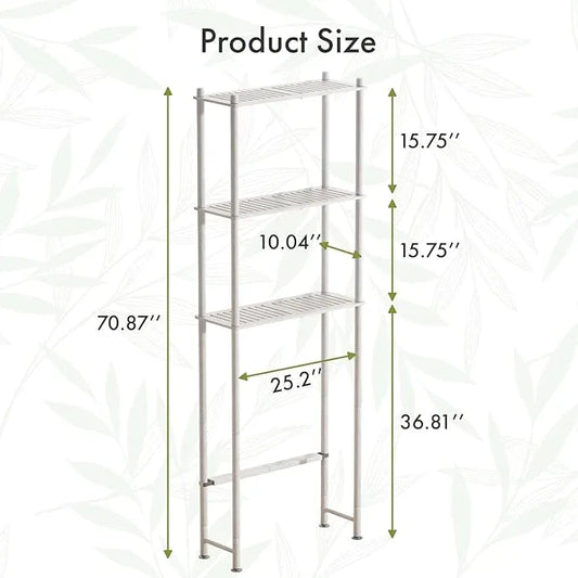 AmazerBath Bamboo Over The Toilet Storage Shelf, Over Toilet Bathroom Organizer Rack, 3-Tier Bathroom Shelves Over Toilet, Space Saver, White - ModernBath