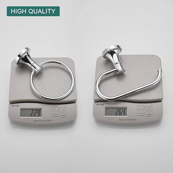 Hoimpro Polished Chrome Towel Ring Toilet Paper Holder Set, 2 PCS Wall Mounted Bathroom Hardware Fixture Toilet Roll Tissue Holder, Hand Towel Bar Towel Rack Bathroom Accessories Set - ModernBath