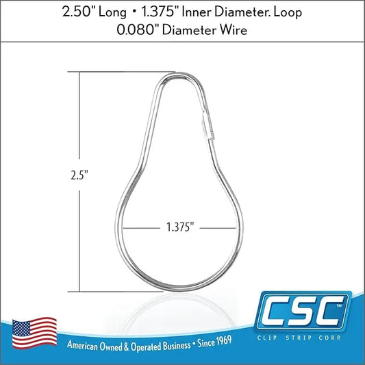 100 Pack Shower Curtain Hooks, 2.5" Metal Shower Curtain Rings, Rust Proof Stainless Steel Hanging Clips - ModernBath