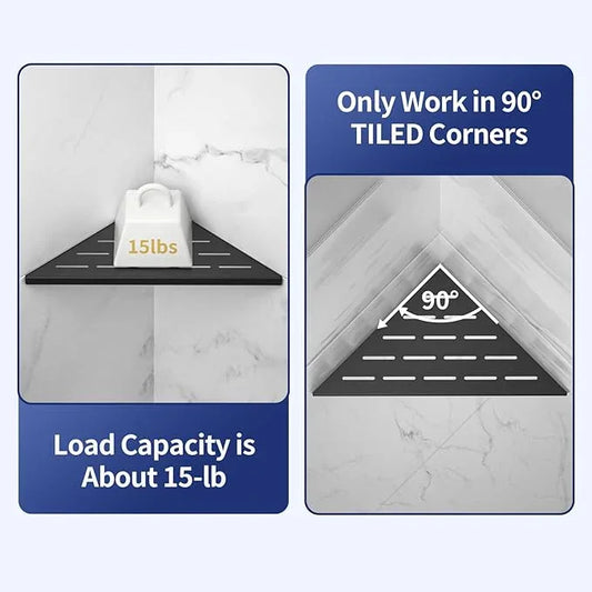 10'' Corner Shower Shelf 2PCS, 304 Stainless Steel Grout in Bathroom Shelves for Tiled Wall, No Drilling Needed (10'', Black) - ModernBath
