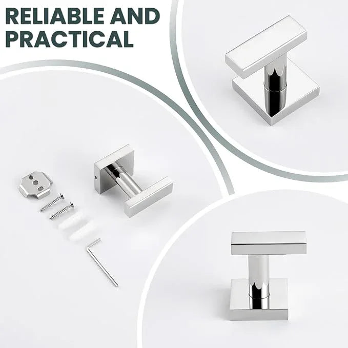 Suyar Polished Chrome Bathroom Towel Hook, SUS 304 Stainless Steel Robe Coat Towel Holder, Wall Mounted - ModernBath