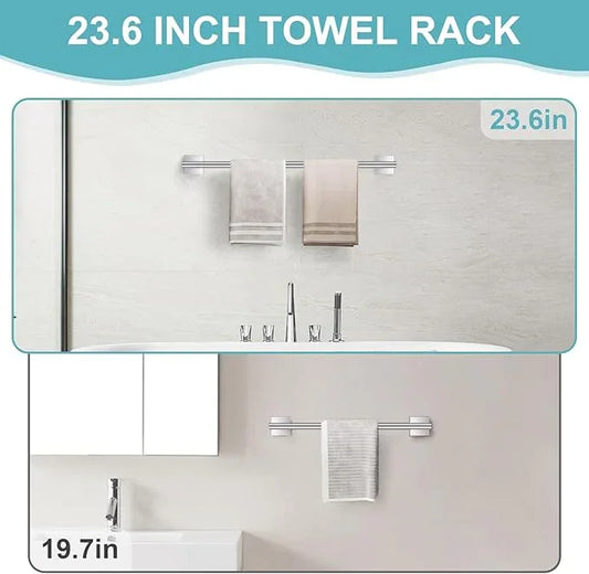 10 Pieces Brushed Nickel Towel Bar Set, Double Dase Toilet Paper Holder Bathroom Hardware Set, 23.6 Inch Stainless Steel Towel Rack for Bathroom Wall Mounted - ModernBath