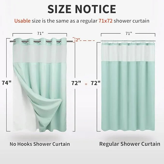 River Dream Heavyweight No Hooks Required Dotted Waffle Weave Shower Curtain with Snap in Liner - 71W x 74H,Hotel Grade,Spa Like Bath Curtain,Misty Blue - ModernBath