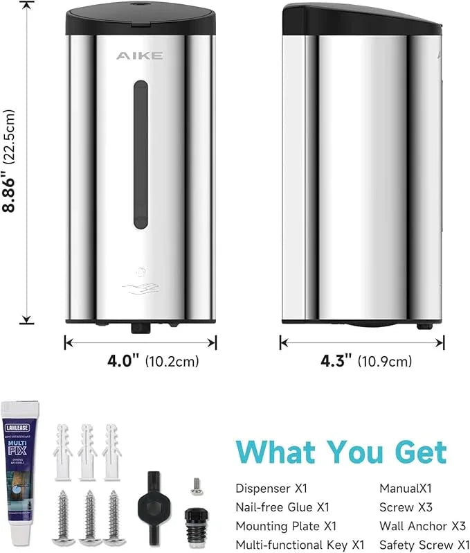 AIKE Wall Mount Automatic Foam Soap Dispenser 25 OZ Commercial Large Capacity Stainless Steel Model AK1205FA(Polished) - ModernBath