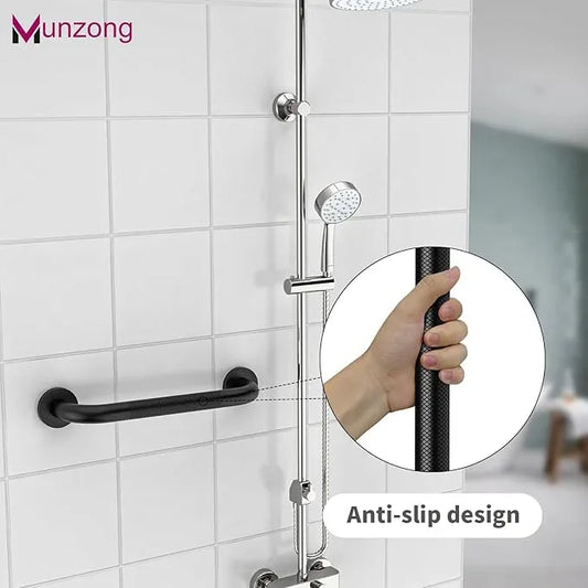 16 Inch Anti Slip Shower Grab Bar, Munzong Oil Rubbed Black Bathroom Grab Bar for Bathtubs and Showers, Knurled Handicap Balance Bar,Safety Hand Rail Support Elderly Senior Assist Bath Handle - ModernBath