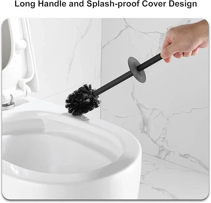 BGL Square Toilet Brush with Holder,Stainless Steel Rubber Painted Toilet Bowl Brush and Holder for Bathroom,2 Cleaner Brush Heads,Gold - ModernBath