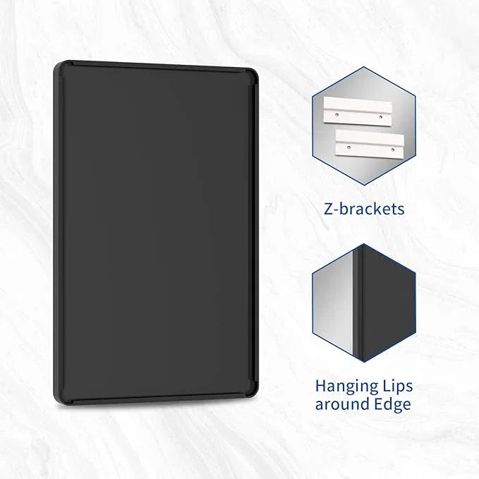 WEER Black Bathroom Mirror 48X32 Inch, Rectangular Black Metal Framed Mirror for Wall, Matte Black Vanity Mirror with Tempered Glass, Anti-Rust, Shatterproof, Hangs Horizontal or Vertical - ModernBath