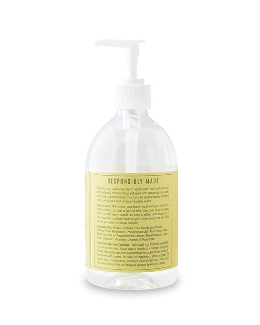 Rebel Green Liquid Hand Soap - Moisturizing Natural Bathroom & Kitchen Liquid Soap - Gentle Household Hand Wash (Peppermint and Lemon, 16.90 Fl Oz (Pack of 4)) - ModernBath
