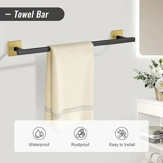 YACVCL 10-Piece Towel Bar Set,Black and Gold Bathroom Hardware Set, Black&Gold Bathroom Accessories Set, SUS304 Stainless Steel 23.6 Inch Towel Holder Towel Racks Set Wall Mounted - ModernBath