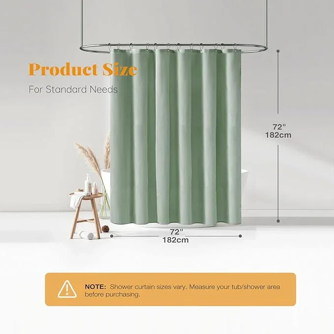 BTTN Sage Green Shower Curtain, Linen Textured Heavy Duty Thick Fabric Shower Curtain Set with 12 Plastic Hooks, Machine Washable, Hotel Spa Luxury Decorative Curtains for Bathroom Showers, 72x72 - ModernBath