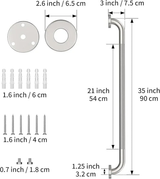 36 Inch Anti Slip Shower Grab Bar, Munzong 2 Pack Brushed Nickel Bathroom Grab Bar, Knurled Bathroom Balance Bar,Safety Hand Rail Support Handicap Elderly Injury Senior Assist Bath Handle - ModernBath