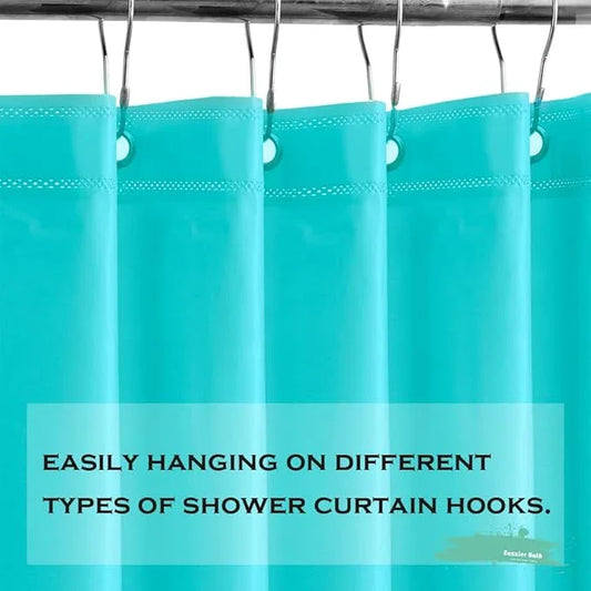 Eazzier Bath Aqua Blue Plastic Shower Curtain Or Liner, 72x72 Inch Lightweight Teal Blue Plastic Bathroom Shower Showroom Inner Curtain with Rustproof Metal Grommet Holes and Weighted Magnets - ModernBath