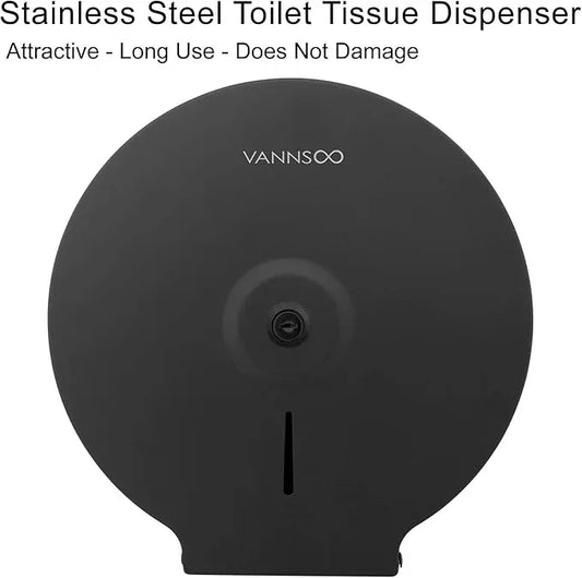 Commercial Jumbo Toilet Paper Dispenser, Wall Mount Stainless Steel 9 Inch Roll Toilet Paper Holder Bath Tissue Dispenser with Lock Key (Black) - ModernBath