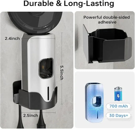 Automatic Toothpaste Dispenser Wall Mounted - Hands-Free Toothpaste Squeezer with 3 Speed Settings, 2 Toothbrush Holders & Strong Adhesive - Smart Bathroom Organizer for Kids and Adults - ModernBath