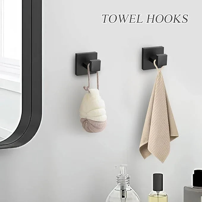 Bathroom Towel Bar Holder Sets Matte Black 5-Piece Bathroom Hardware Set Stainless Steel Bath Accessories Kit. Wall Mounted,23.6 Inch - ModernBath