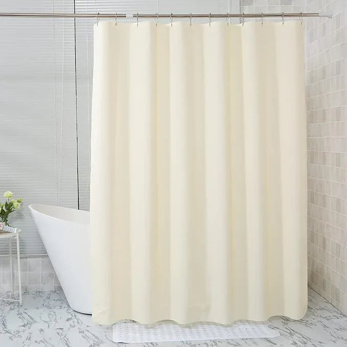 AmazerBath Plastic Shower Curtain Liner, 72 x 72 Inches EVA 8G Heavy Duty Beige Waterproof Weighted Thick Bathroom Curtain with 3 Clear Weights and 12 Rustproof Grommet Holes - ModernBath
