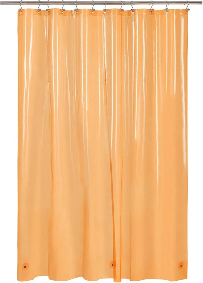 Barossa Design Extra Long Shower Curtain Liner with 3 Magnets - 72" x 84" XL, Waterproof PEVA Lightweight Shower Liner for Bathroom, PVC Free, Metal Grommets - Clear Orange, 72x84 - ModernBath