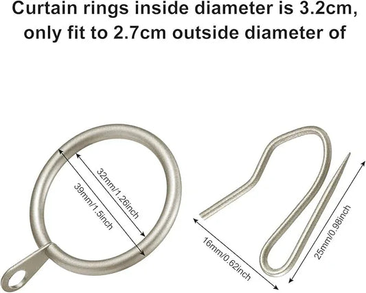 Hotop 30 Pcs Metal Drapery Curtain Rings 0.98/1.26/1.65 inch Interior Diameter and 30 Pcs Hanging Curtain Drapery Pin Hooks for Window Door Shower(Champagne Gold,32 mm) - ModernBath