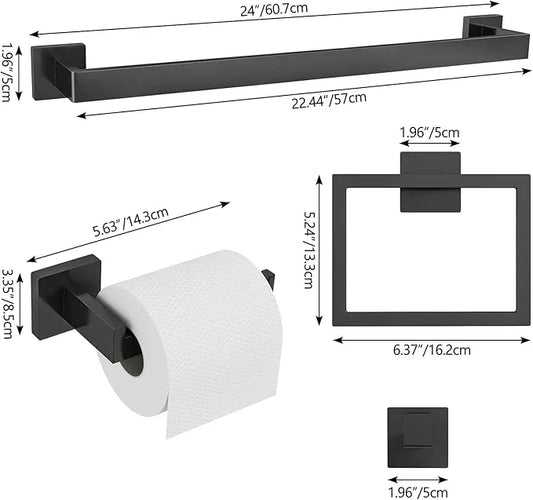20-Piece Matte Black Bathroom Hardware Set, 24 Inch Bath Towel Bar Set, Stainless Steel Wall Mounted Towel Rack for Bathroom - ModernBath