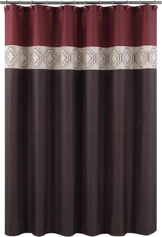 BESTRIPES Shower Curtain Hooks Rings, Decorative Rust Proof Stainless Steel Glide Rollers Shower Hooks Rings for Bathroom Shower Rods Curtains, Set of 12, Red