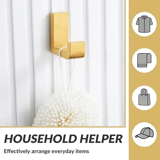 APLusee Robe Towel Hook, 304 Stainless Steel Modern L Shape Practical Coat Hook, Utility Shower Towel Hanger for Bathroom Kitchen Home Storage (Brushed Gold) - ModernBath