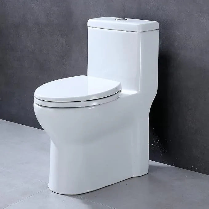 CYRRET Toilet Seat Round with Lid, Slow Close, Easy to Install and Clean, Durable Plastic, White, Replacement Toilet Seats, Fits Standard Round Toilets Bowl - ModernBath