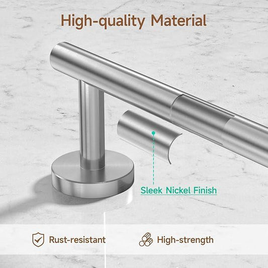 USHOWER Brushed Nickel Bathroom Hardware Set, Modern 18-Inch Towel Bar Set Wall Mounted, Durable SUS304 Stainless Steel Bathroom Accessories Set, 4-Piece - ModernBath