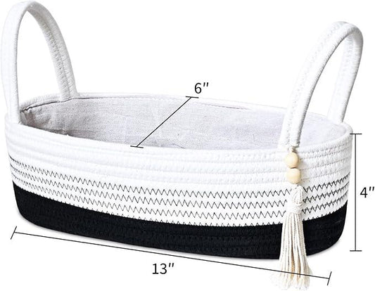 ABenkle Small Storage Basket for Toilet Tank Top - Jute Rope Woven Organizer with Handle, Boho Countertop Bathroom Decor, Toilet Paper Holder, 13x6x4 Inch - ModernBath