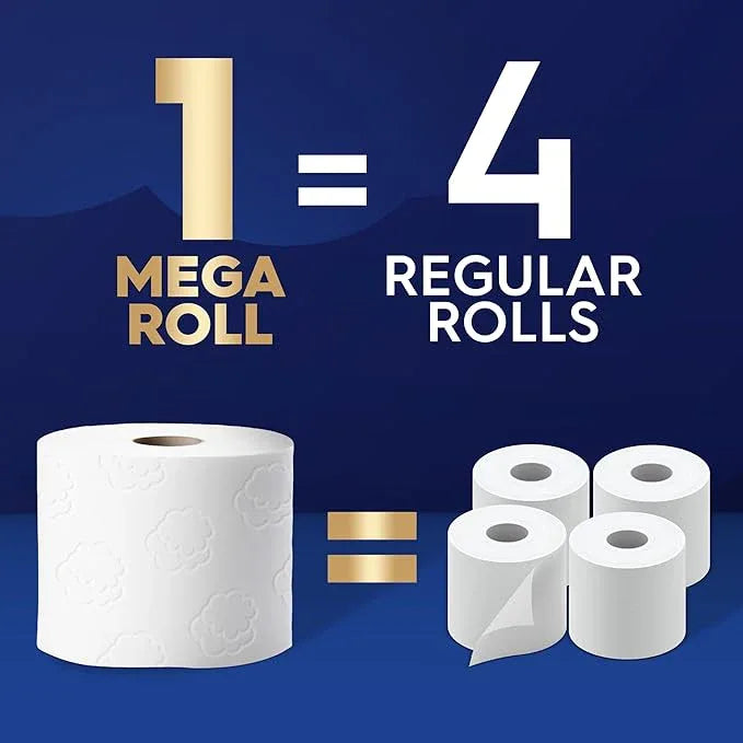 White Cloud Ultra Soft & Strong Toilet Paper, 4 packs of 6 Mega Rolls = 96 Regular Rolls - ModernBath