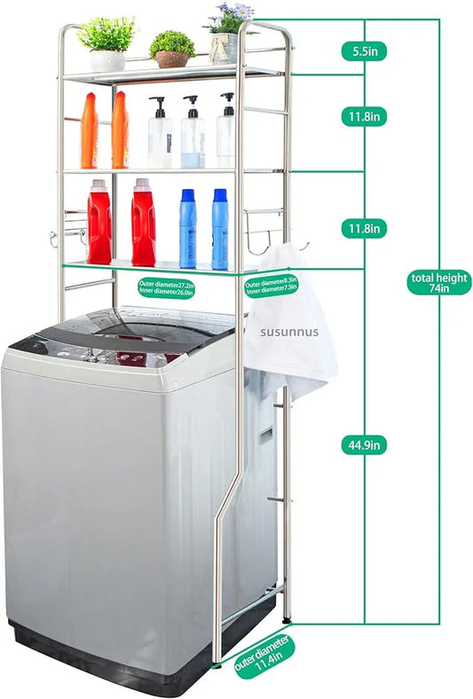 susunnus Over The Toilet Storage 3 Tier M,Bathroom Shelves Over Toilet,Freestanding Space Saver with Toilet Paper Holder,Stainless Steel,Pragmatic,Sturdy,Waterproof,Silver - ModernBath