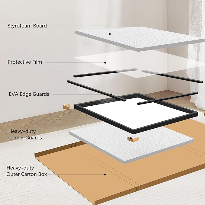 CIVENO Bathroom Mirror, 42 x 30 Inch Brushed Black Rectangle Mirror, 0.6" Thickened Deep Frame Vanity Mirrors for Bathroom Sink, Shatterproof Tempered Glass, Antirust, Horizontally or Vertically