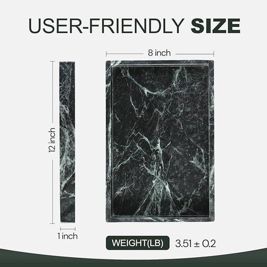 Koville Natural Marble Tray, 12x8“ Coffee Table Vanity/Decorative Tray for Jewerly, Watch, Perfume Candle Storage for Bedroom/Bathroom/Kitchen Countertop(Indian Green Marble) - ModernBath