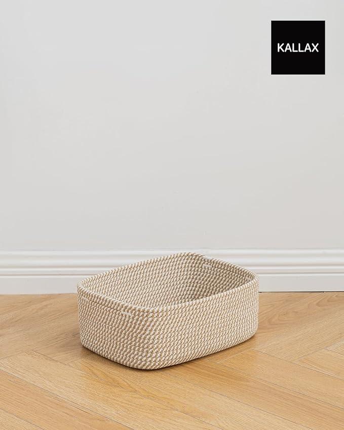 Small Woven Basket, 13.5 x 9.5 x 5 Inches, Storage Basket for Organizing, Cute Small Rope Shelf Closet Cube Storage Bins Baskets for Shelves, Dog Toy Gift Baskets Empty, 3 Pack Brown - ModernBath