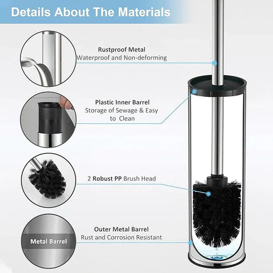 BGL Chrome Toilet Brush and Holder,Stainless Steel Toilet Brushes for Bathroom with Holder - ModernBath