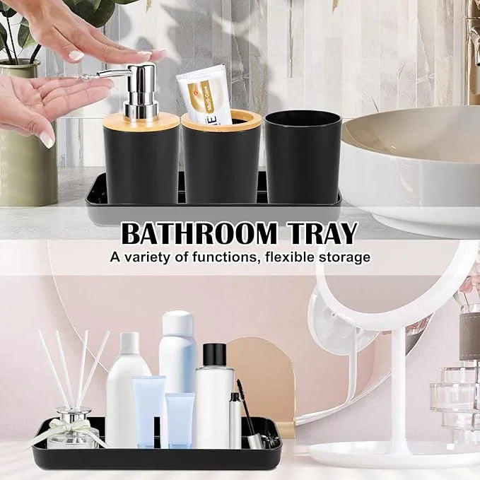 iMucci 9Pcs Black Bathroom Accessories Set with Trash Can Bathroom Set Black Bathroom Accessories Bathroom Decor - ModernBath