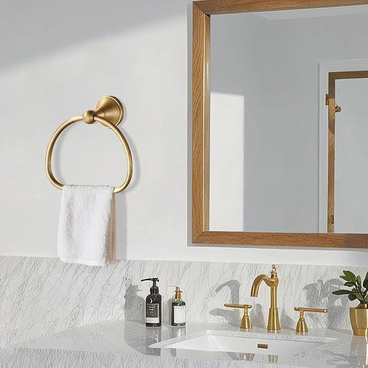 Brass Toilet Paper Holder Towel Ring, Antique Brass Towel Holder Toilet Paper Roll Holder, Rustic Towel Rack Bathroom Accessories Set Hardware 2 Pieces Farmhouse Wall Mounted - ModernBath